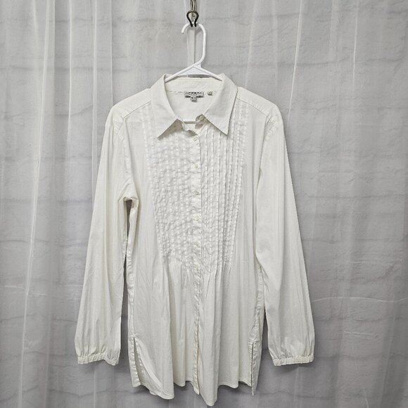 Repeat The Blouse Off White Pintuck Tunic Blouse Cottagecore Prairie Boho XL - Picture 8 of 11